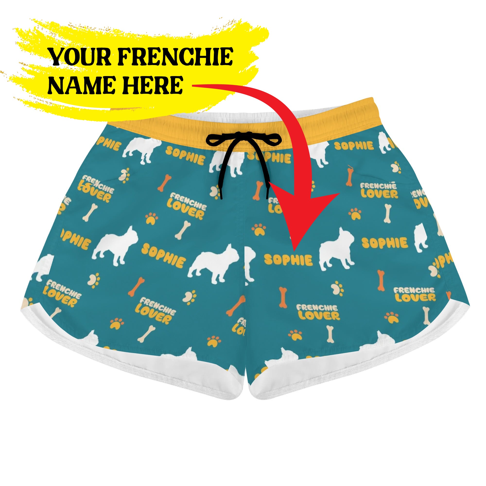 French Bulldog Lover Custom Women's Beach Shorts With French Bulldog