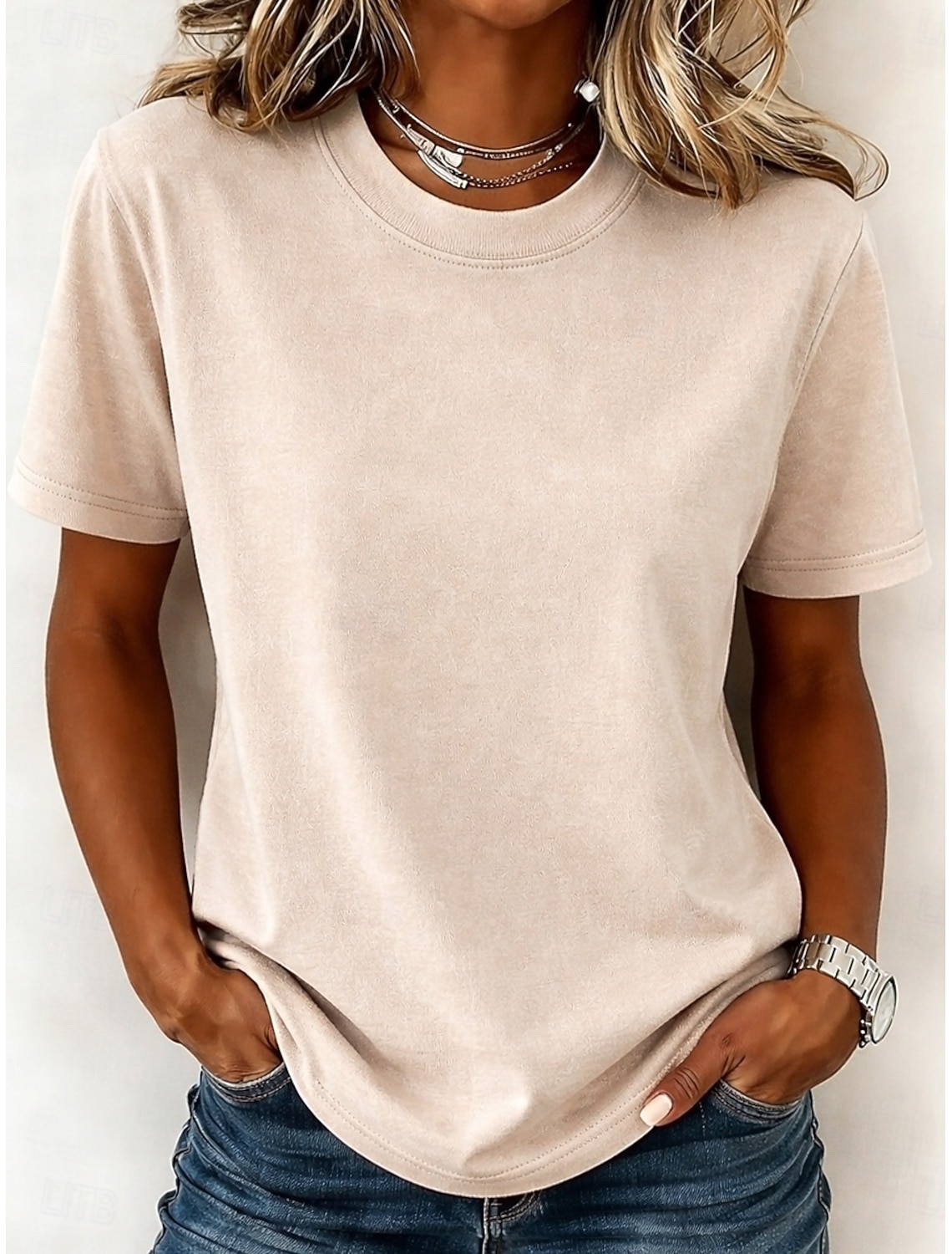 Women's 100% Cotton T-Shirts - Quality Vintage Short Sleeve Crew Neck Tee