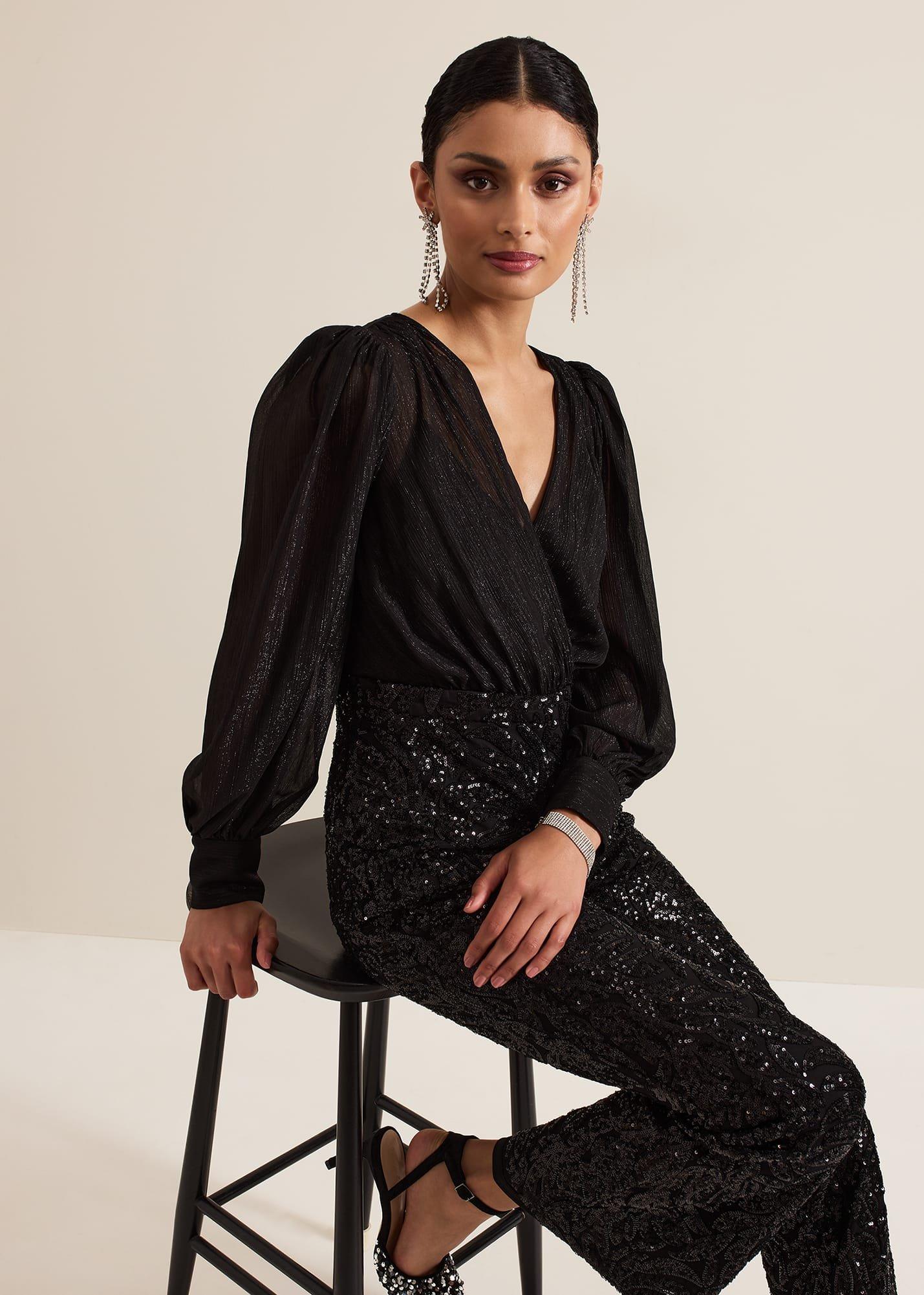 Milena Black Sequin Jumpsuit
