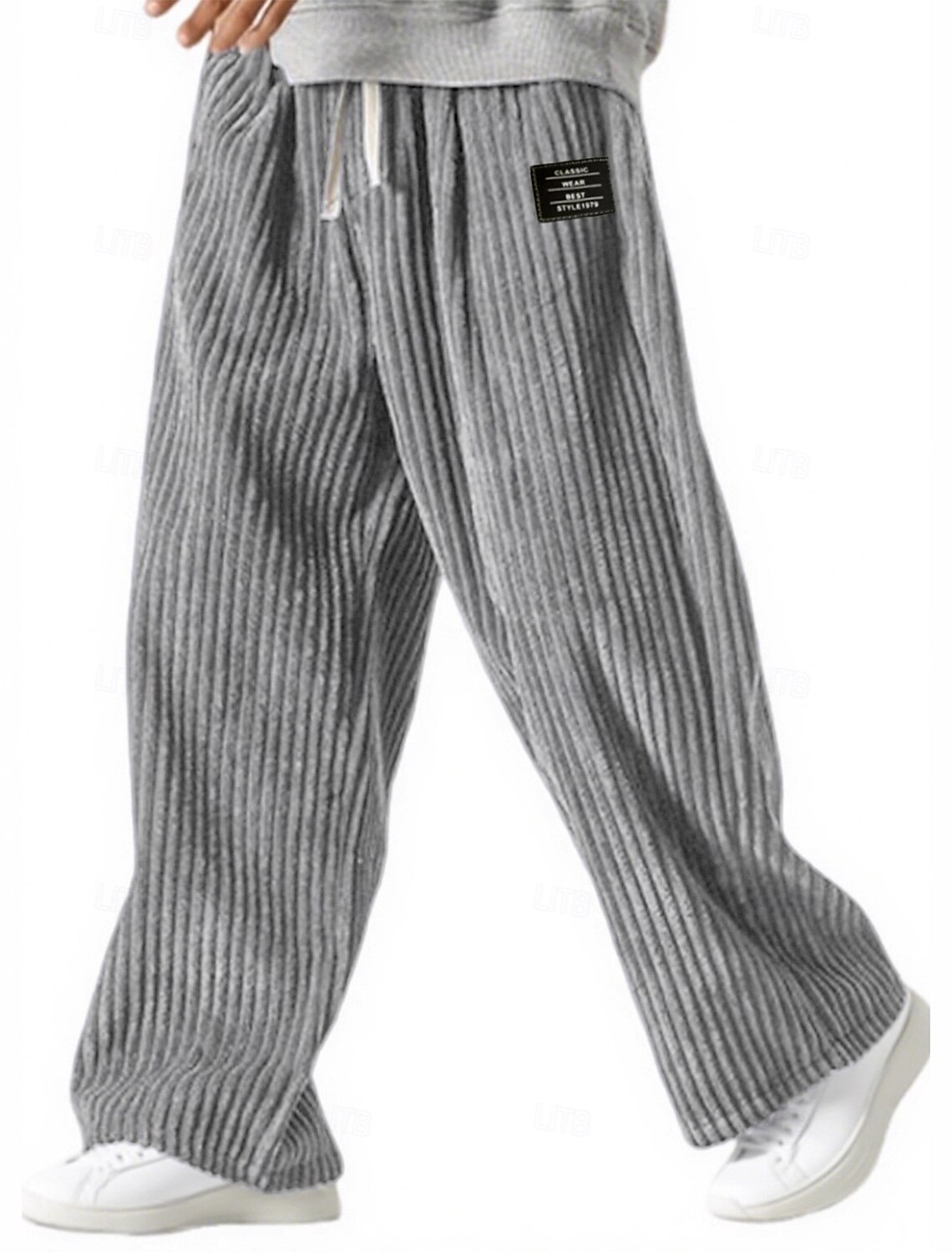 Men's Sweatpants Trousers Corduroy Pants Baggy Straight Leg Drawstring