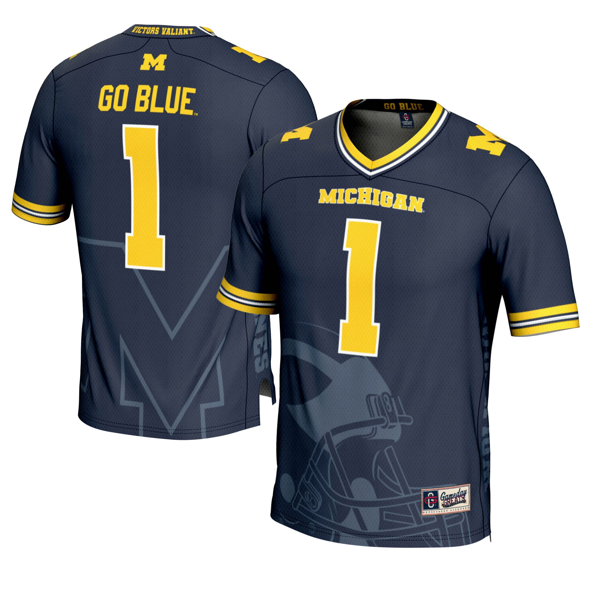 #1 Michigan Wolverines GameDay Greats Youth Icon Print Football Fashion 26/27 Football Jersey - Navy