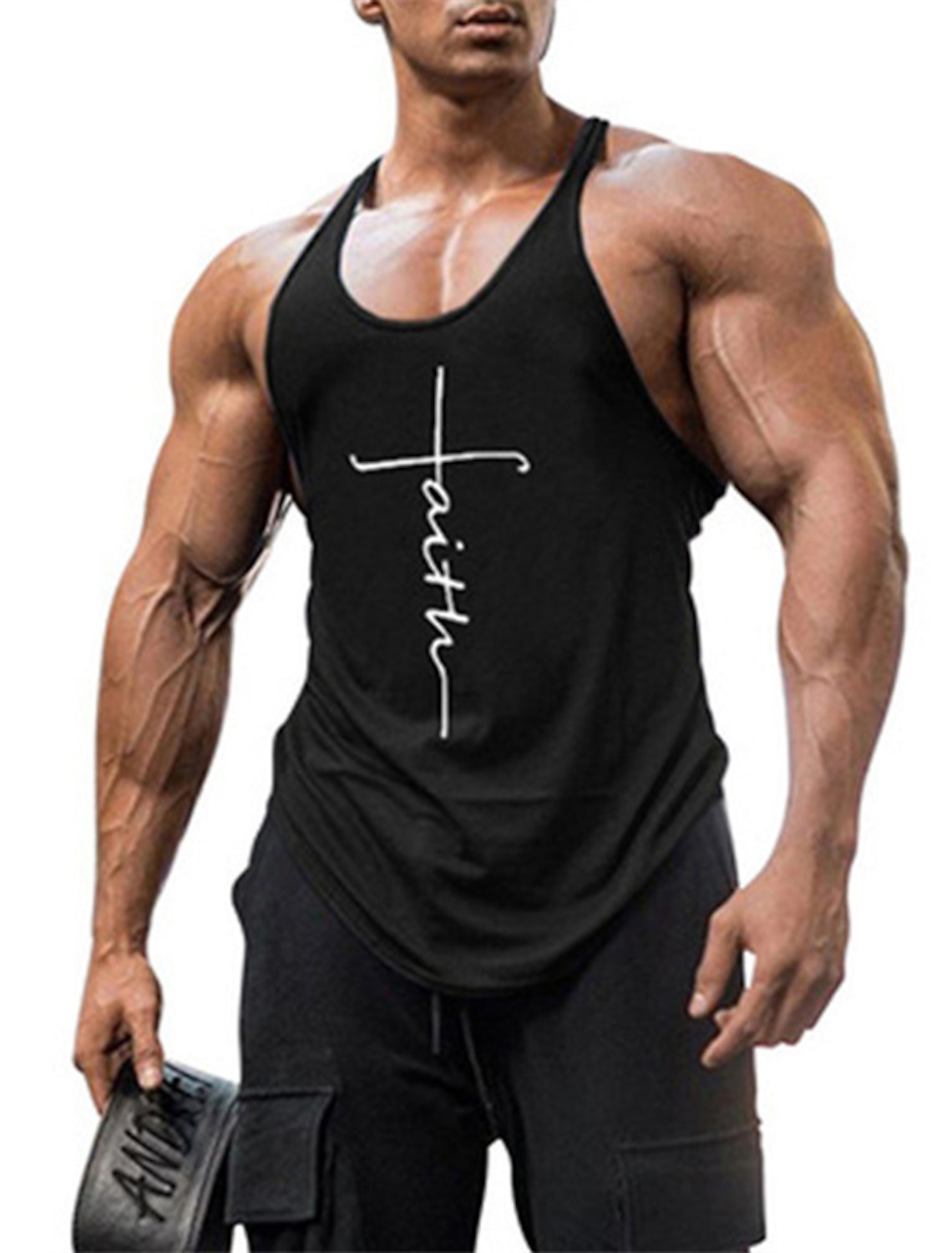 Men's Letter Faith Tank Top Vest Top Undershirt Casual Style Classic Style Sleeveless T shirt Crew Neck Shirt Sports Lightweight Big and Tall Vacation Casual Daily Black Red Blue Summer Clothing