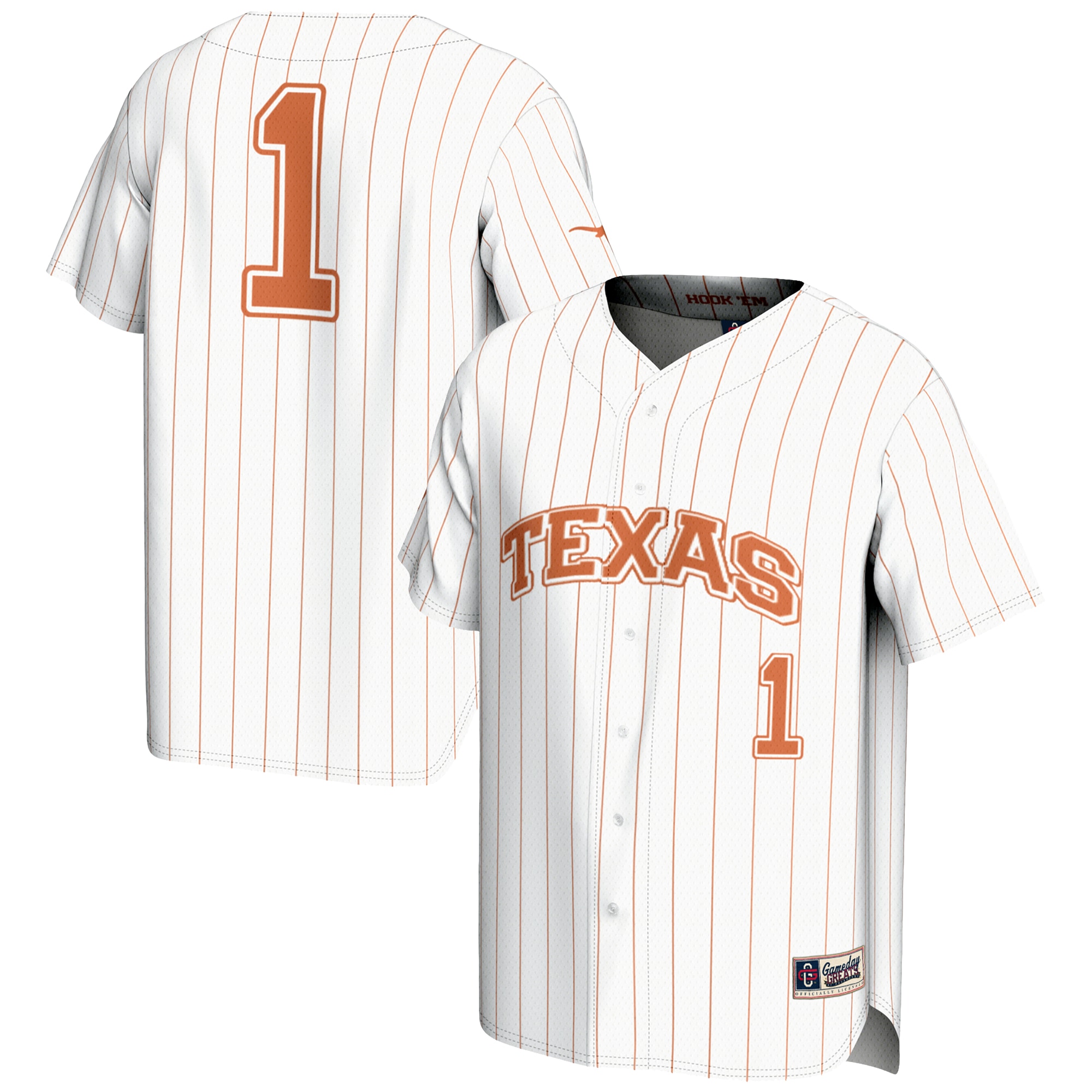 [NJP] Youth Texas Longhorns GameDay Greats Lightweight Baseball Jersey - White