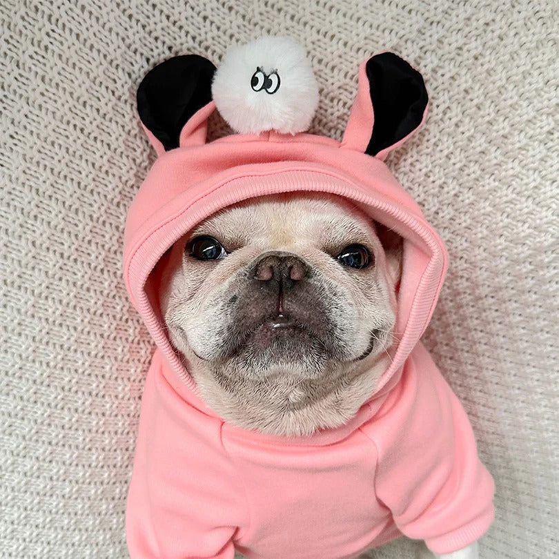 French Bulldog Pinkanda Frenchie Pink Panda Hoodie – Cute Plush Warm