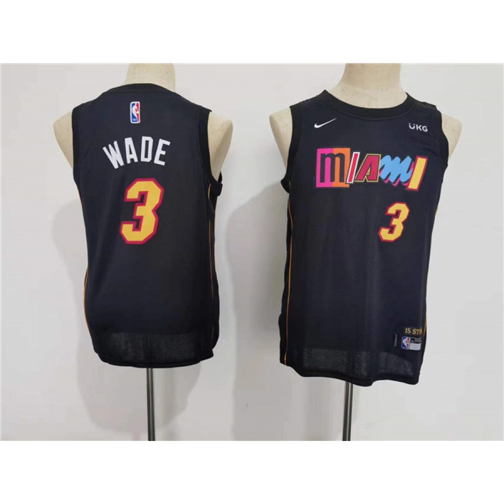 Affordable Men's Miami Heat #3 Dwyane Black Basketball Jersey
