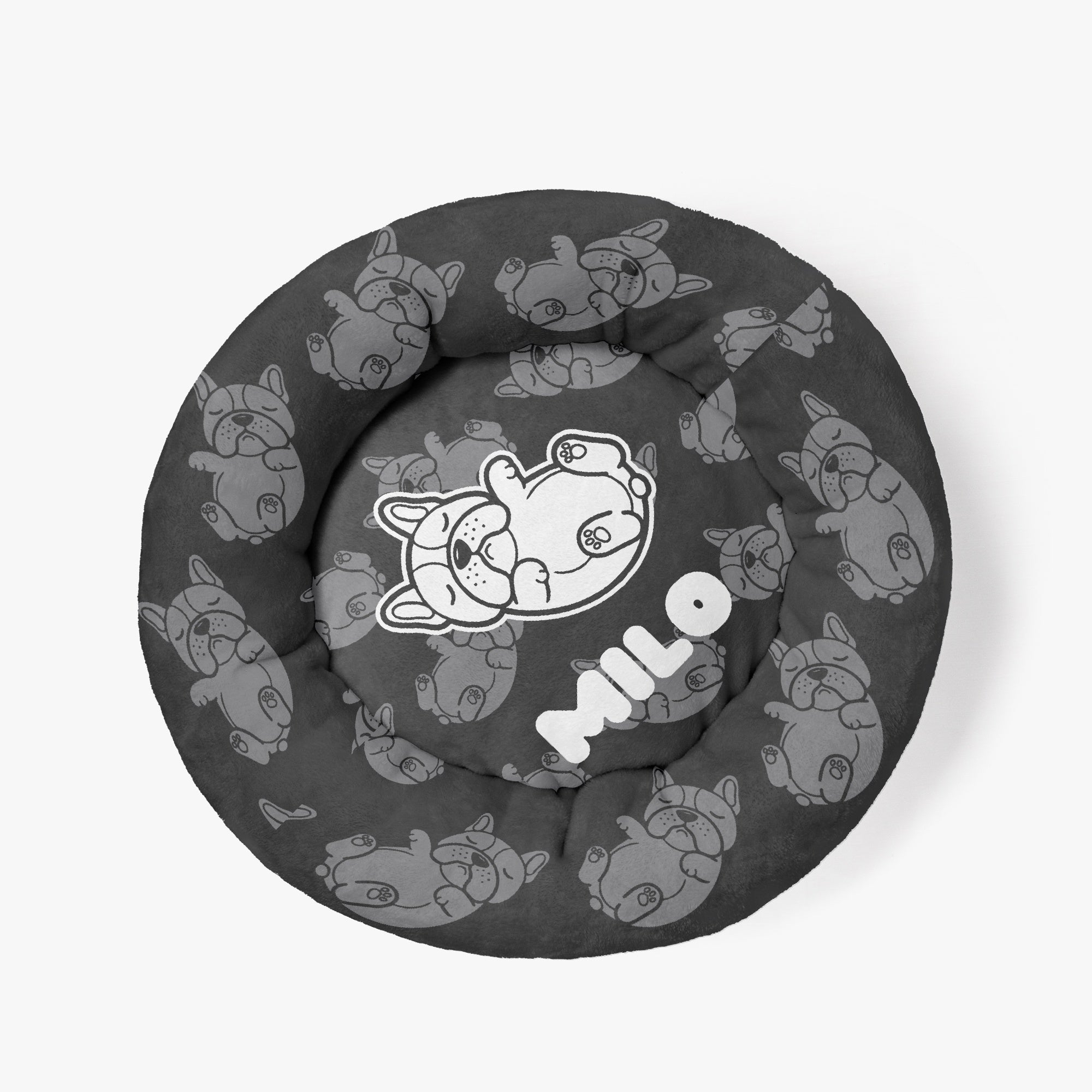 Wilson - Custom Cloud-Comfort Frenchie Bed | Personalized Anti-Anxiety Donut Bed for French Bulldogs