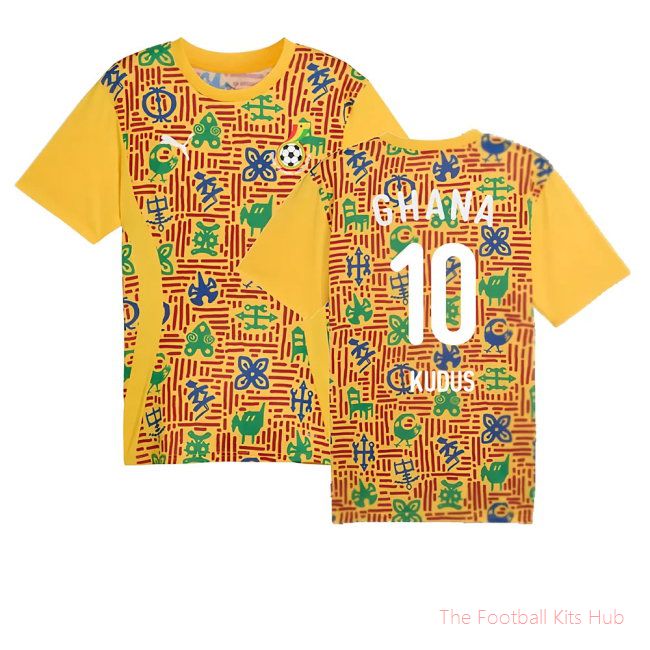 2024-2025 Ghana Pre-Match SS Jersey (Yellow) (Kudus 10)