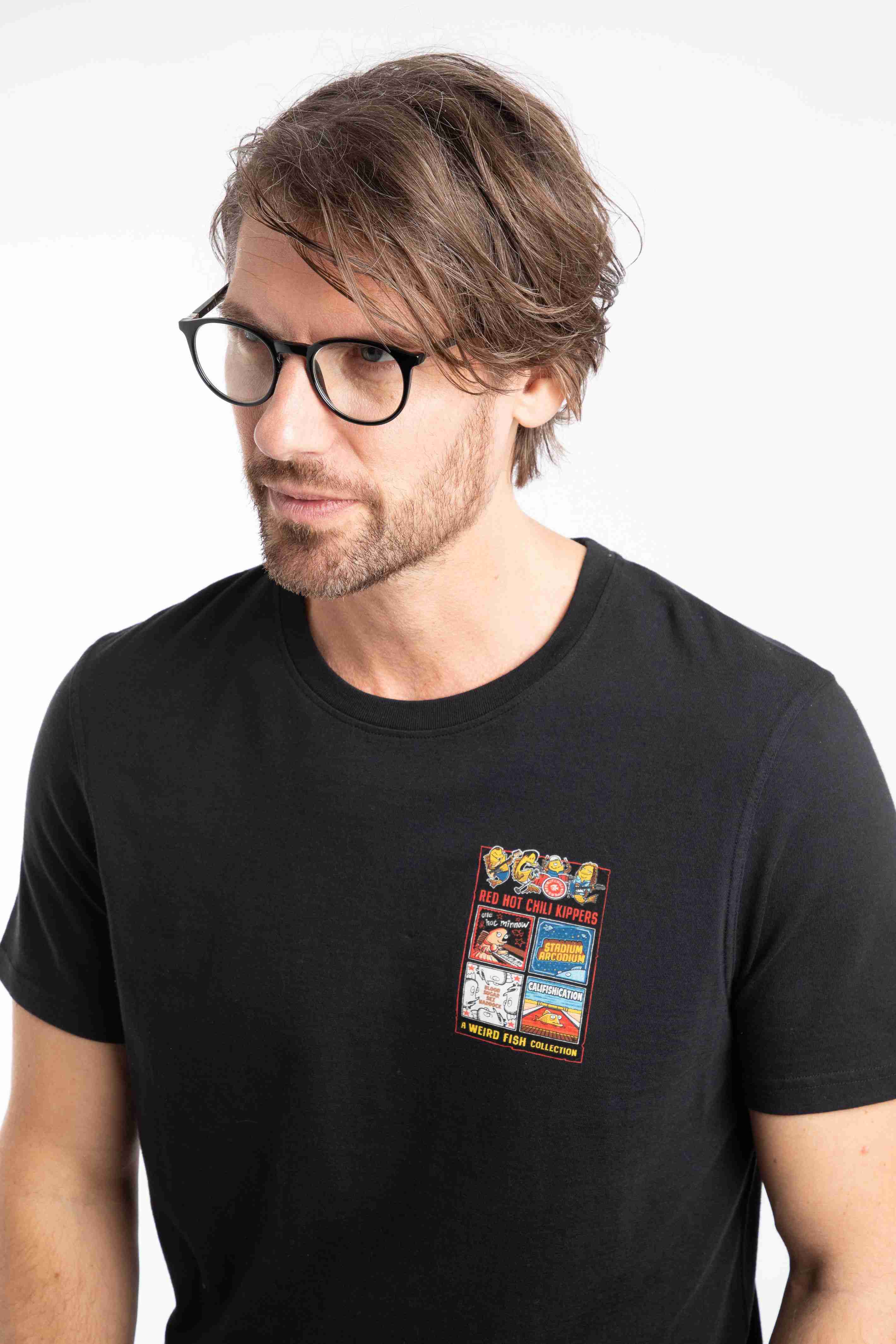 Chili Kippers Back Print Artist T-Shirt Black