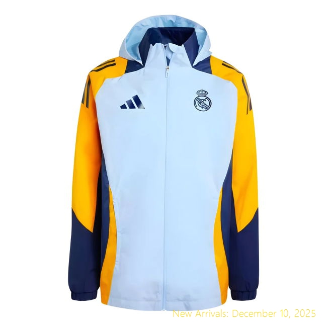 Premium Quality 2024-2025 RM Real Madrid Allweather Jacket (Glow Blue)