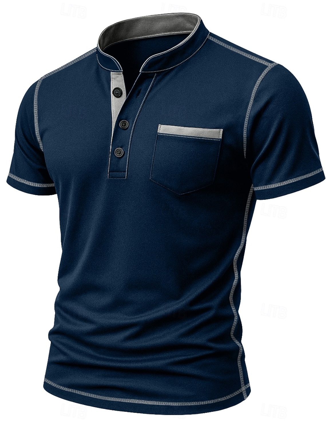 Men's Henley Shirt Tee Top Long Sleeve Solid Color Plain Fashion