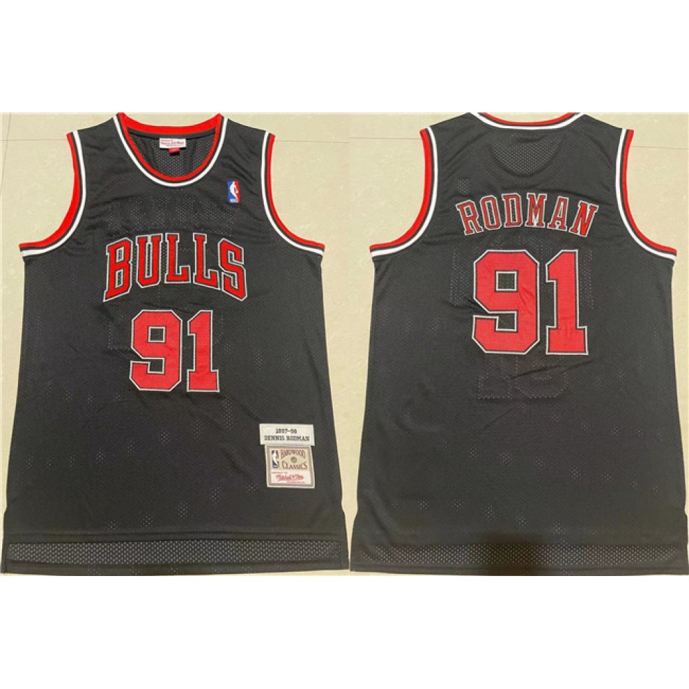 91 Chicago Bulls Jersey Black - - Basketball Fan Gear