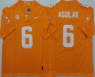 official Men's None Joey Aguilar #6 Orange 2024 Football Jersey