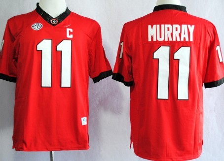 Men's Georgia Dawgs Aaron Murray #11 comfortable Red 2014 game jersey