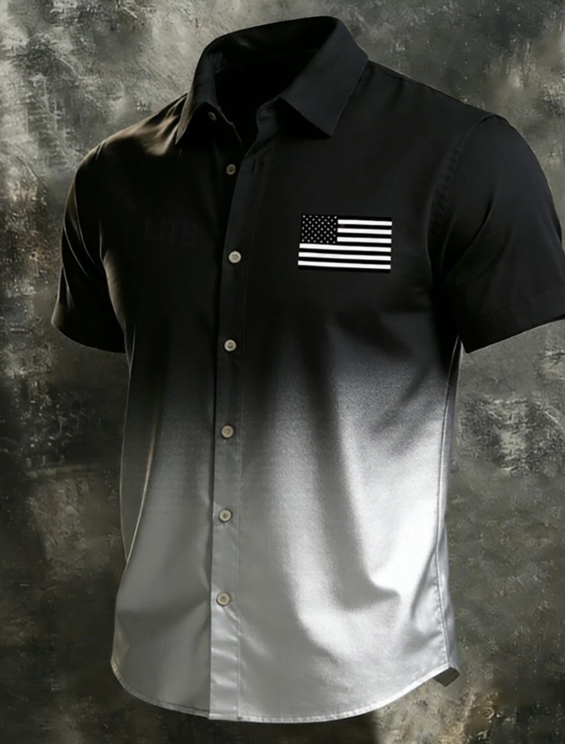Men's 4th of July U.S. 250th Anniversary Gradient Color US Flag Shirt Button Up Shirt Short Sleeve Patriotic Outdoor Holiday Summer Spring Turndown 3D Print Collared Shirts Blue Black Red Purple