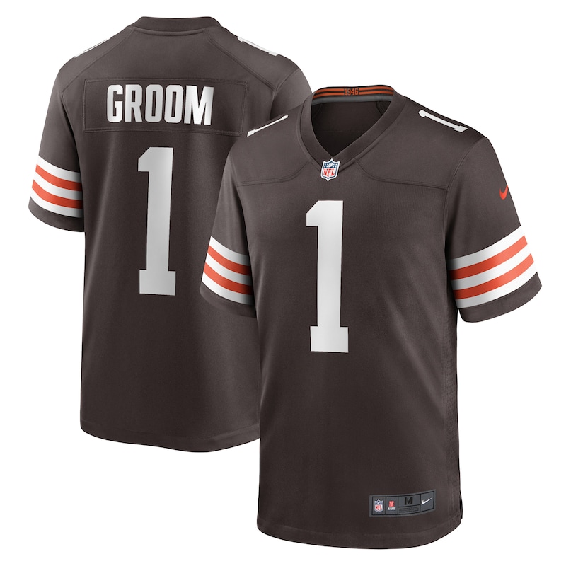 None Number 1 Groom CLE Browns Championship Professional Jersey