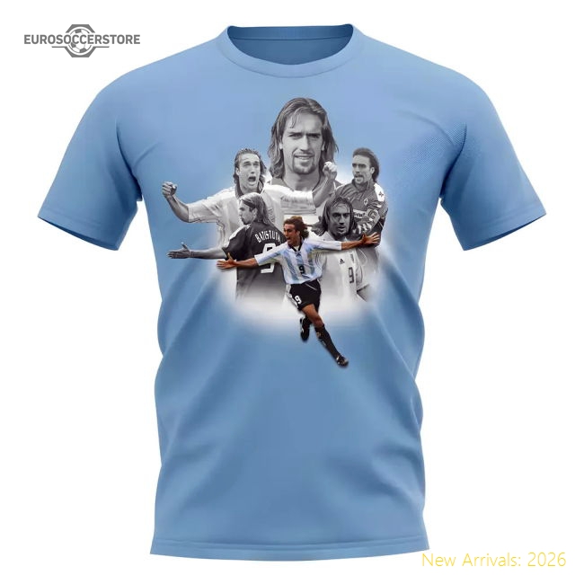 Premium Gabriel Batistuta Collage Legend T-shirt (sky) - Fan Collection