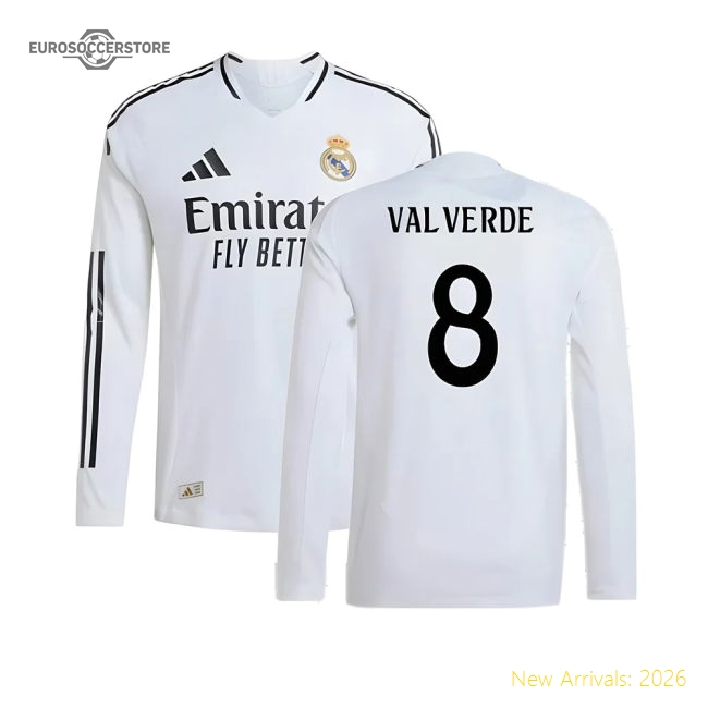 2024-2025 Real Madrid Authentic Long Sleeve Main Jersey (valverde 8)