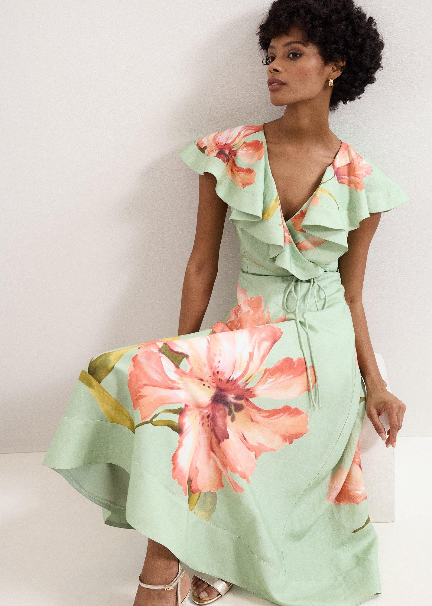 Petite Matilda Green Floral Midi Dress
