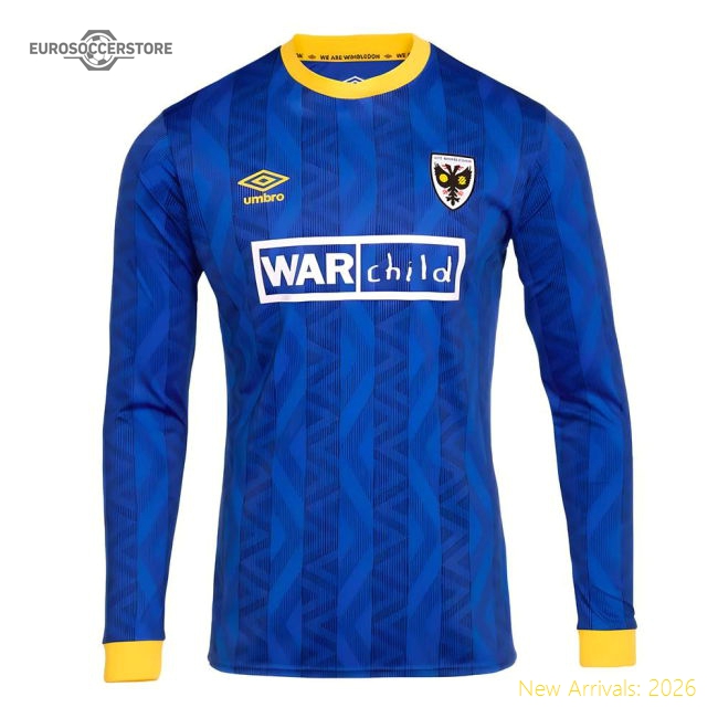 2024-2025 Afc Wimbledon Long Sleeve Home Shirt In Multiple Youth Sizes