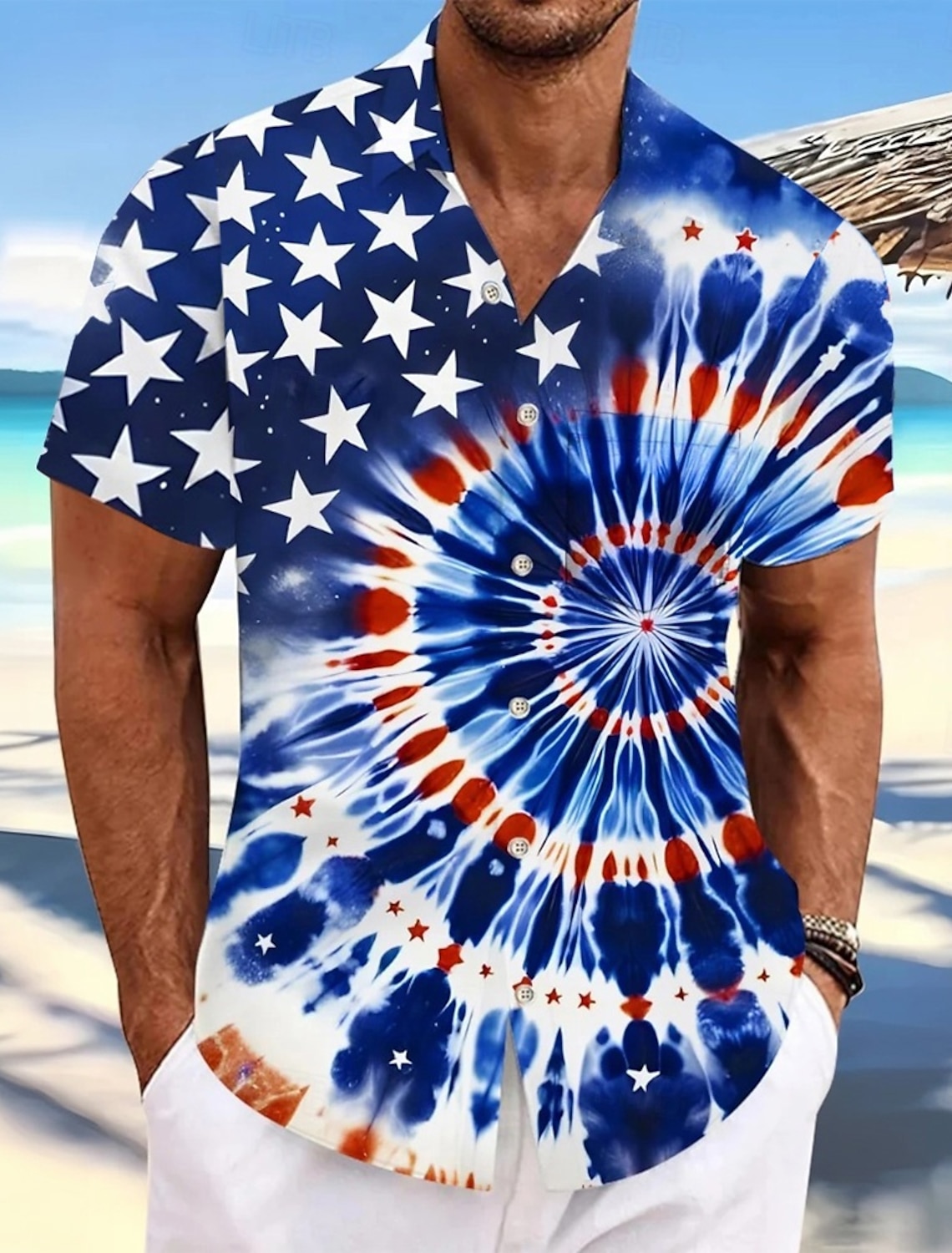 Men's 4th of July U.S. 250th Anniversary Statue Of Liberty US Flag Shirt Button Up Shirt Short Sleeve Patriotic Outdoor Holiday Summer Spring Turndown 3D Print Collared Shirts White 1 White
