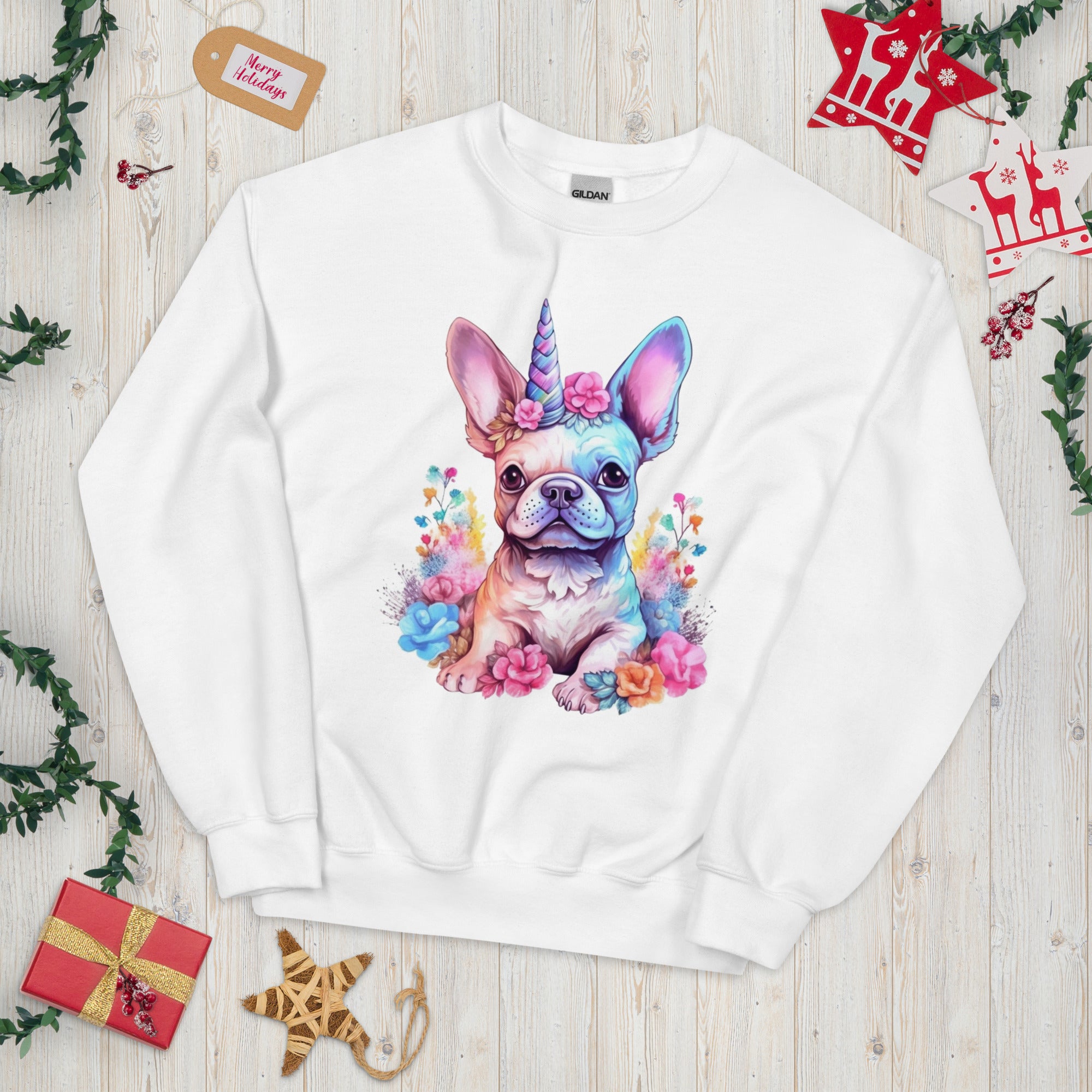Frenchie-Fan Frenchie Embraces Unicorn - Unisex Crew Neck Sweatshirt ...