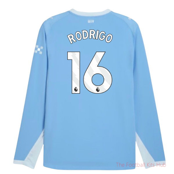 Fan Edition Man City 2026-2027 Long Sleeve Home Shirt (Rodrigo 16)
