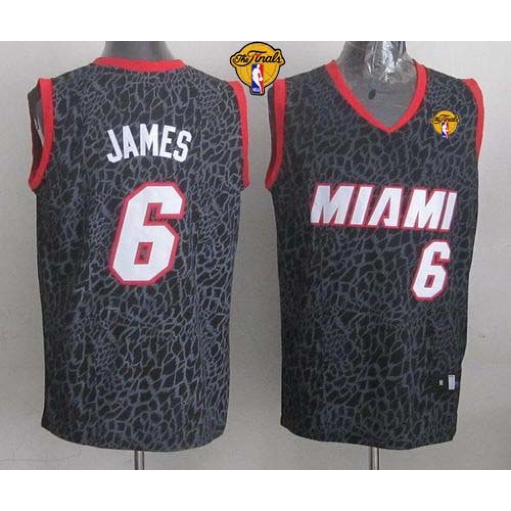 Premium Quality Men's Heat #6 LeBron Black Basketball Jersey
