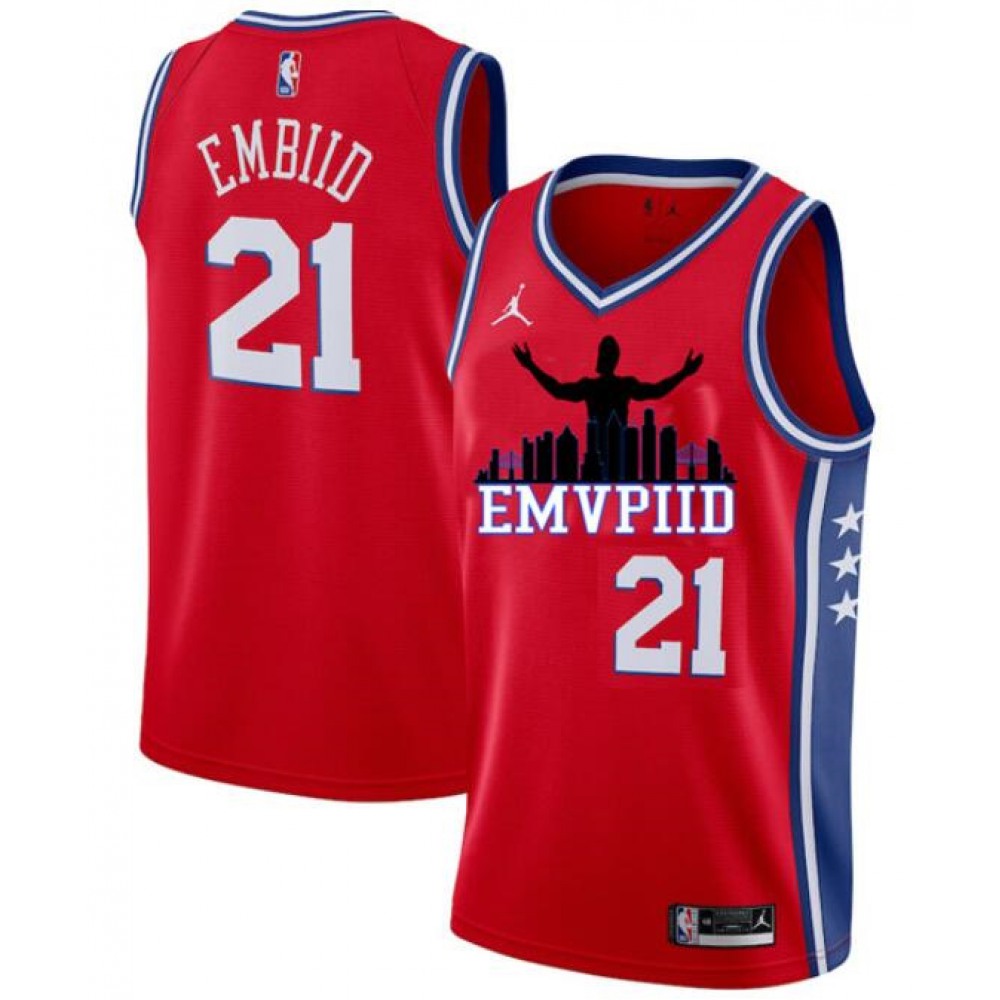 Youth Philadelphia 76ers #21 Joel Embiid Red Stitched Jersey