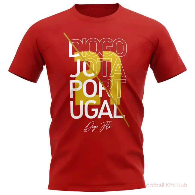 Diogo Jota Portugal Graphic Signature T-Shirt (Red)