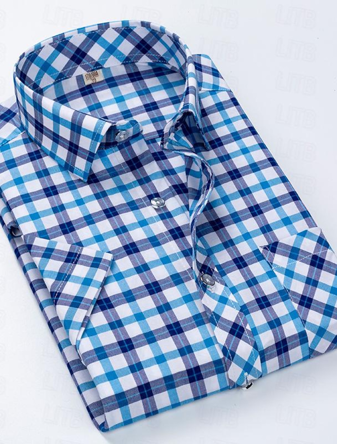 Men's Dress Shirt Plaid Shirt Collared Shirt Button Up Shirt Plaid / Check Wedding Casual Blue White Red Orange Short Sleeve Turndown Summer Spring Clothing Apparel