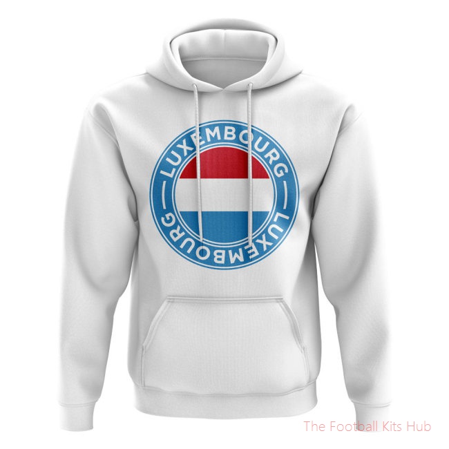 Men Luxembourg Football Badge Hoodie (White)