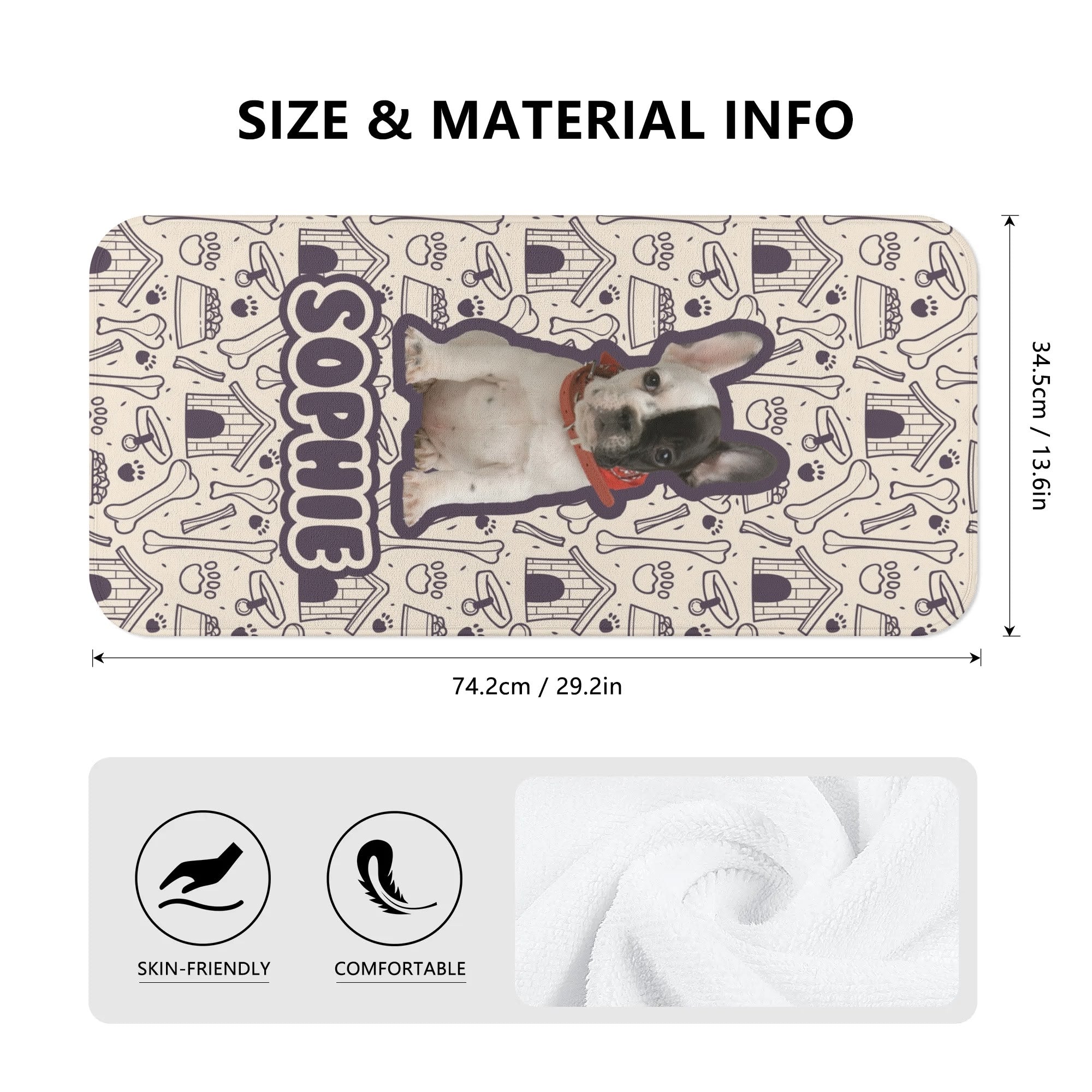 Frenchie Towel With Custom Name And Image Winter Wear | Breed-optimized