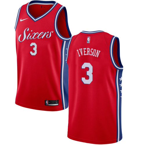 Red Nike Philadelphia 76ers #3 76ers Jersey - High-Quality Polyester