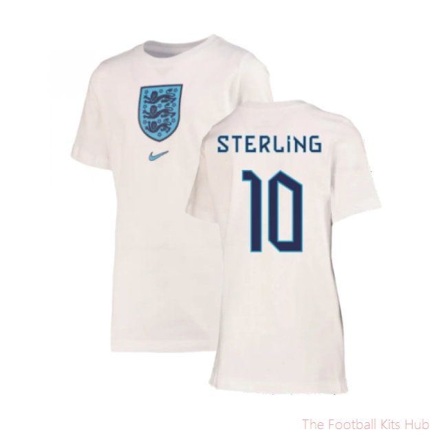 2022-2023 England Crest Tee (White) - Kids (Sterling 10)