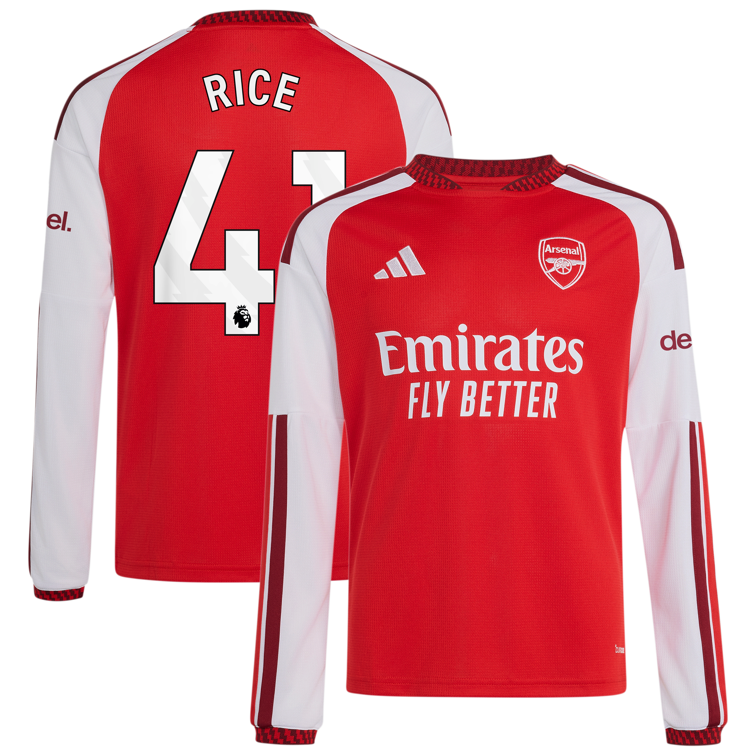 [ESK] Declan Rice #41 Arsenal Youth 2026/27 Home Replica Long Sleeve Jersey - Red