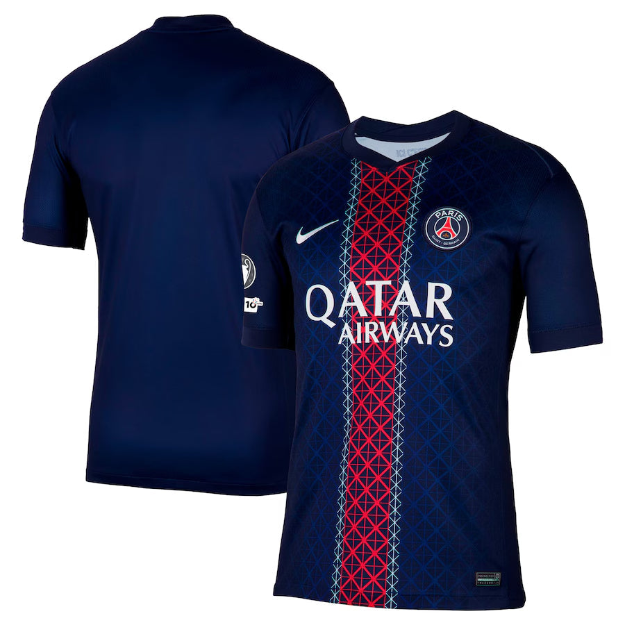 PSG Home Match Shirt 2025-26 with Champions League and UEFA Foundation