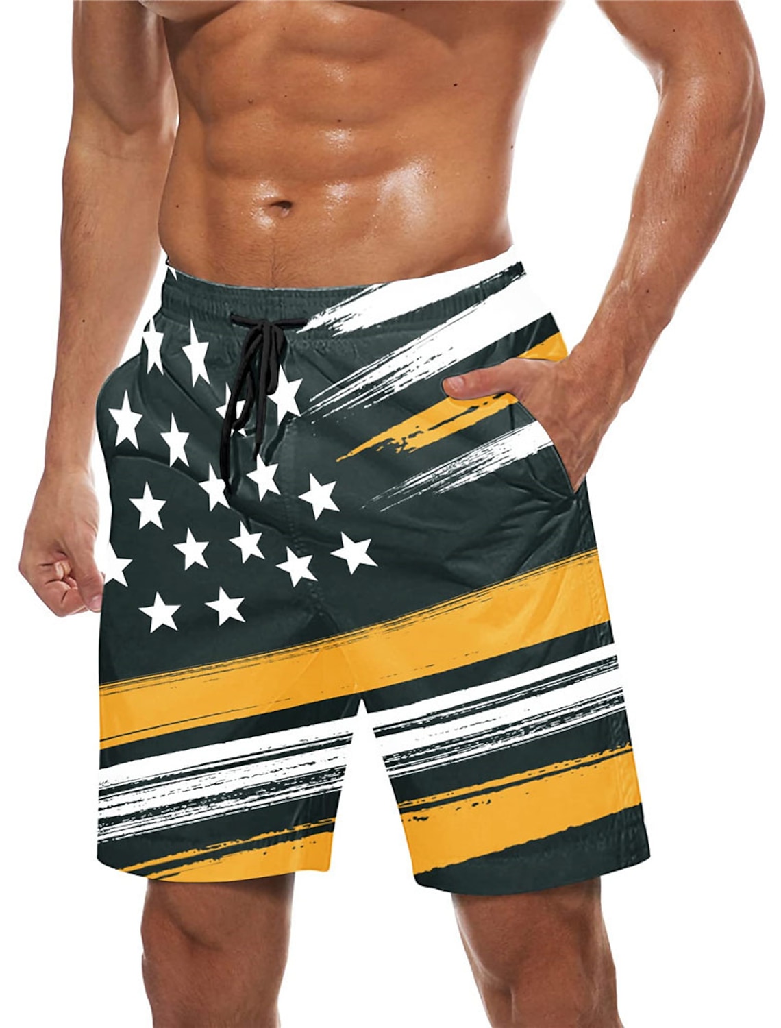 Men's Graphic Prints National Flag Swimming Trunks Board Shorts Swim Shorts Mid Waist Hawaiian Boho Casual Daily Holiday Drawstring with Mesh lining Elastic Waist Designer