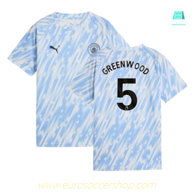 2025-2026 Man City Warm Up Jersey (Silver Sky) - Kids (Greenwood 5)