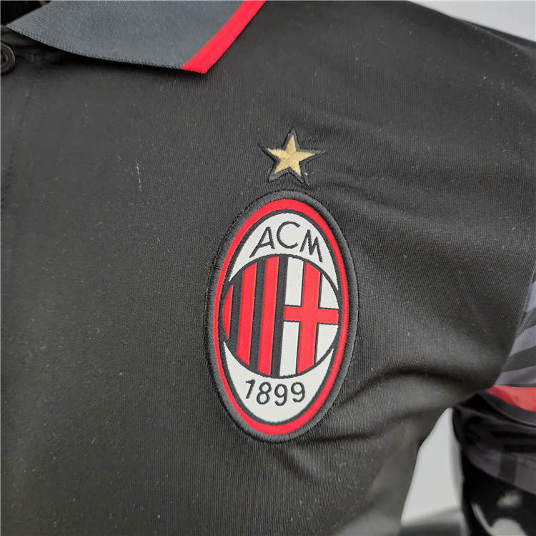High Quality Premium Quick Dry AC Milan 2223 Black Polo Shirt