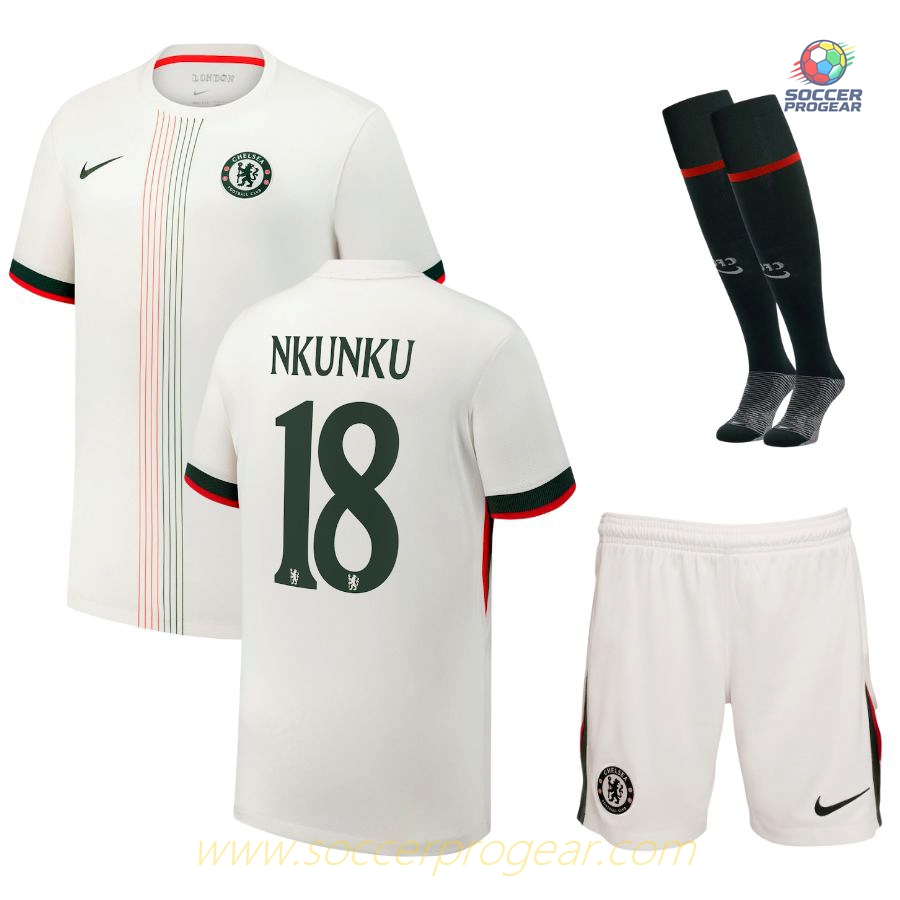 Chelsea Away Children Kit Team Jersey 2025-26 Edition Nkunku