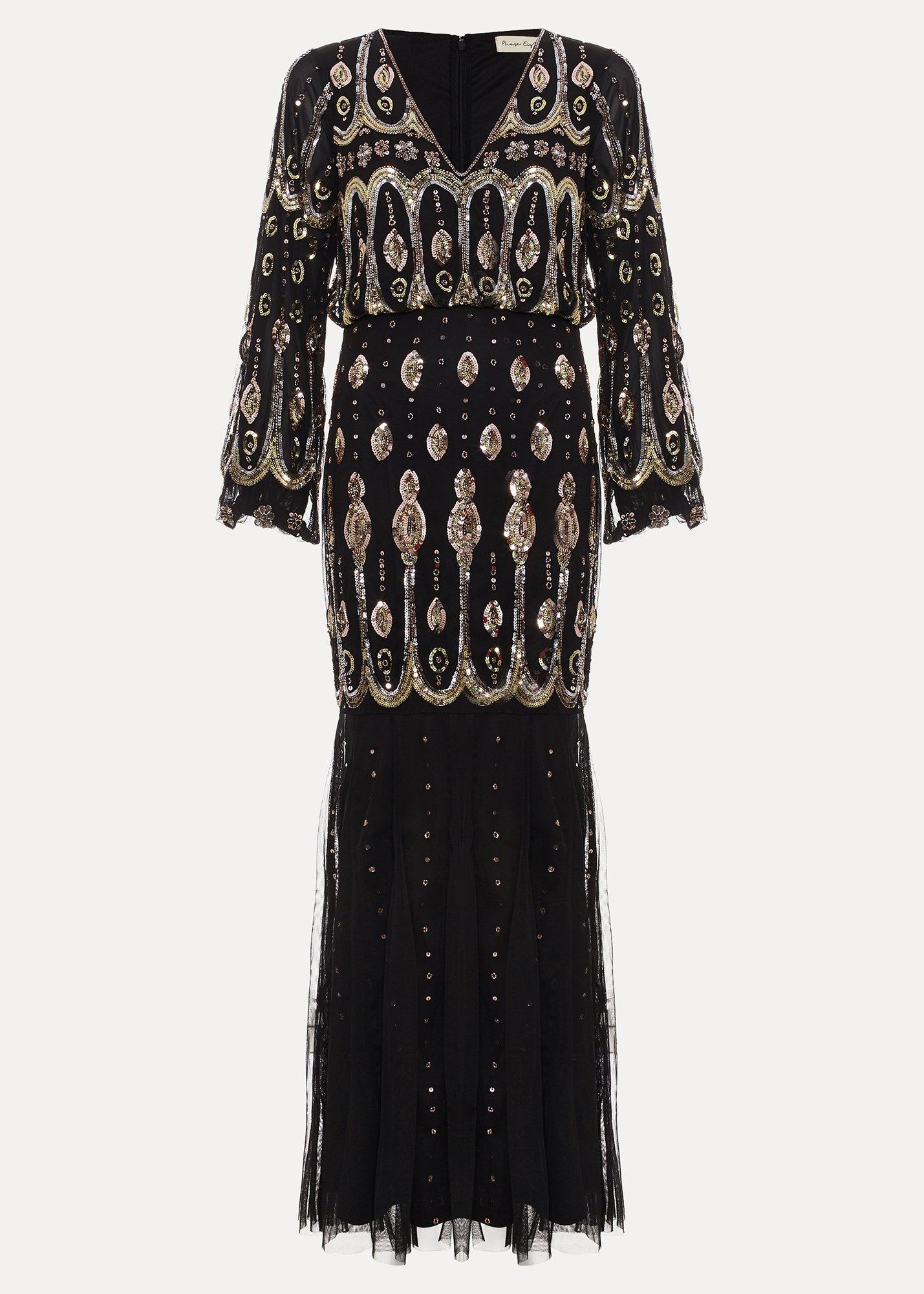 Petite Sasha Black Beaded Maxi Dress