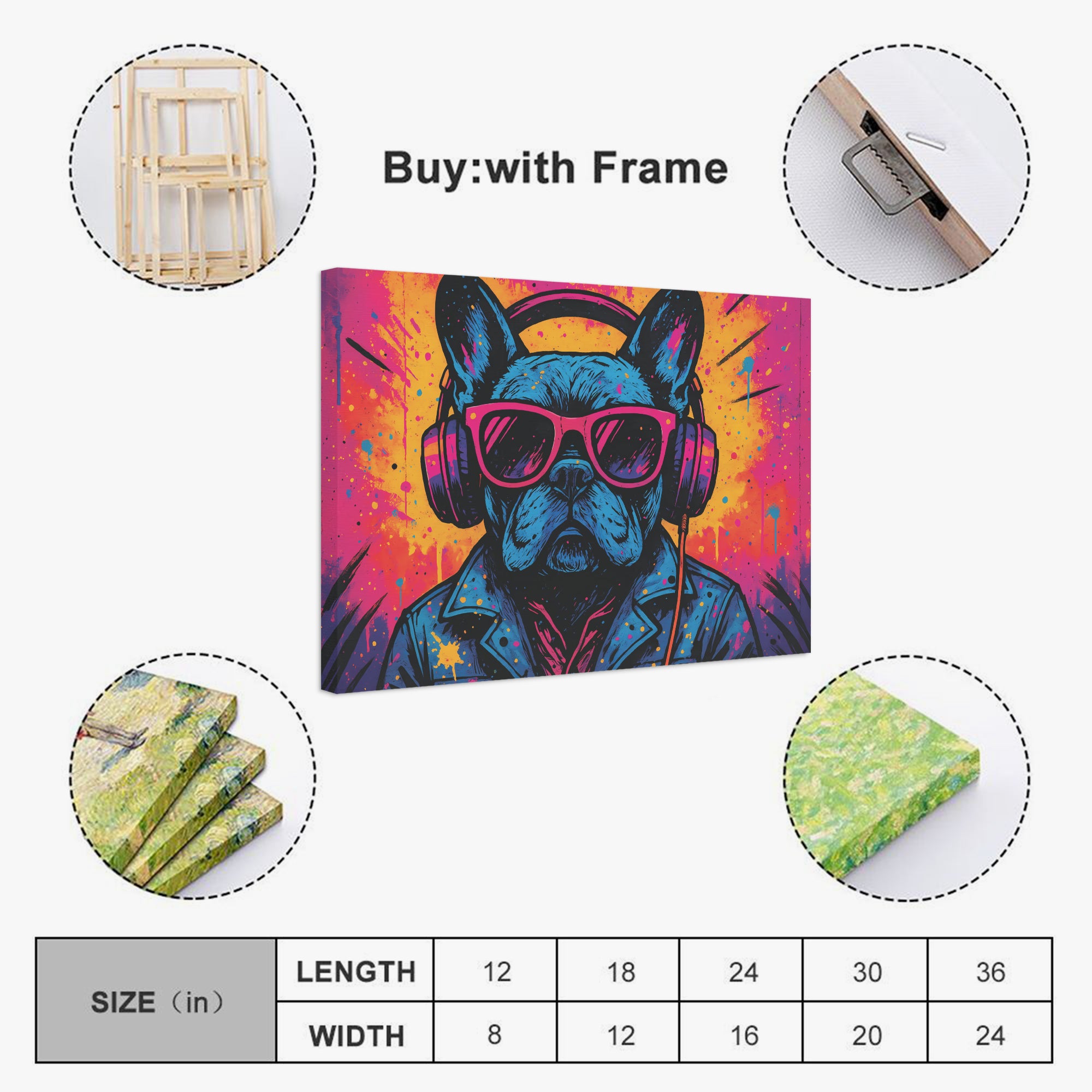 Stylish Piper - Adorable Frenchie Canvas Wall Art for Home Use Premium