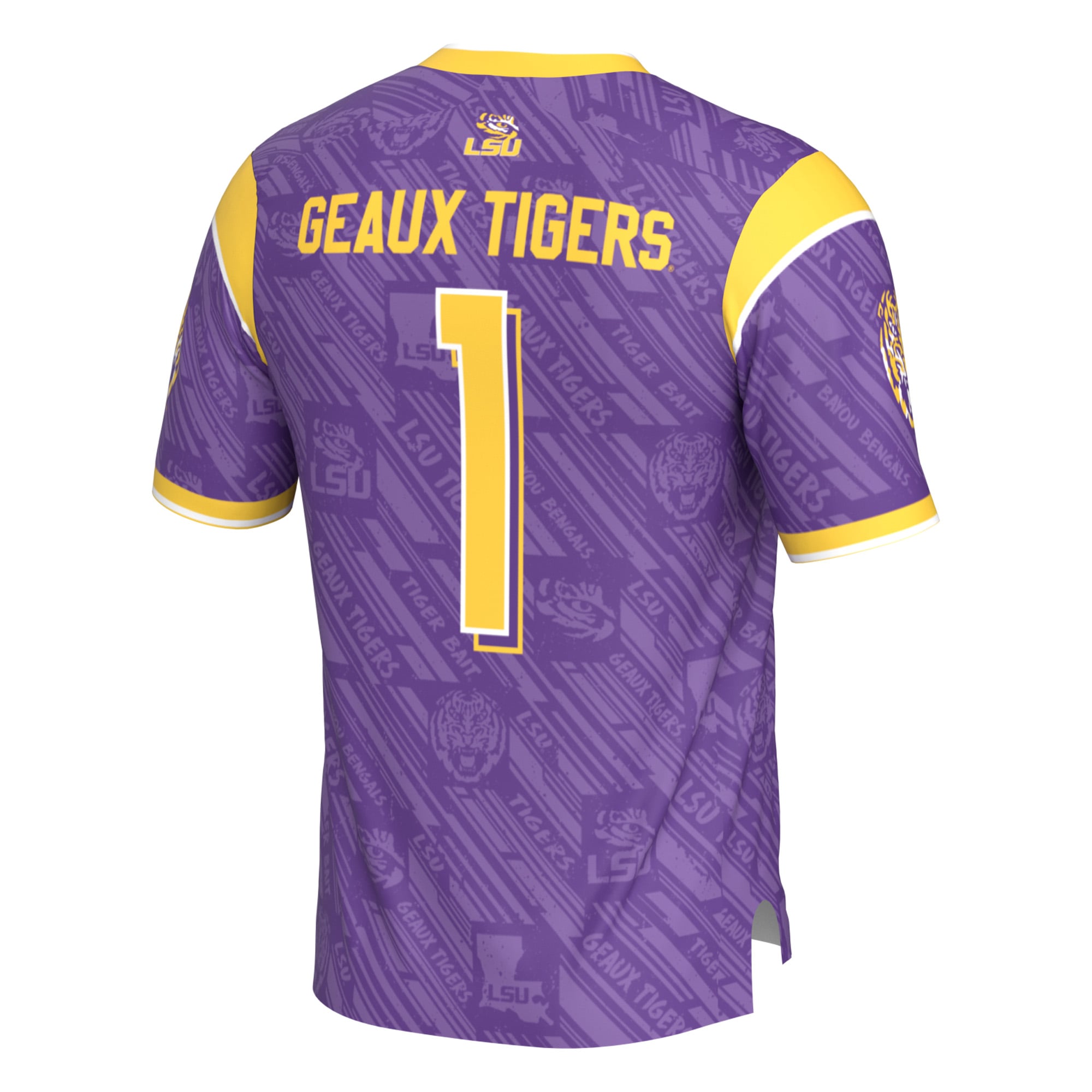 Men's #1 Purple LSU Tigers Highlight Print Football Fashion Jersey