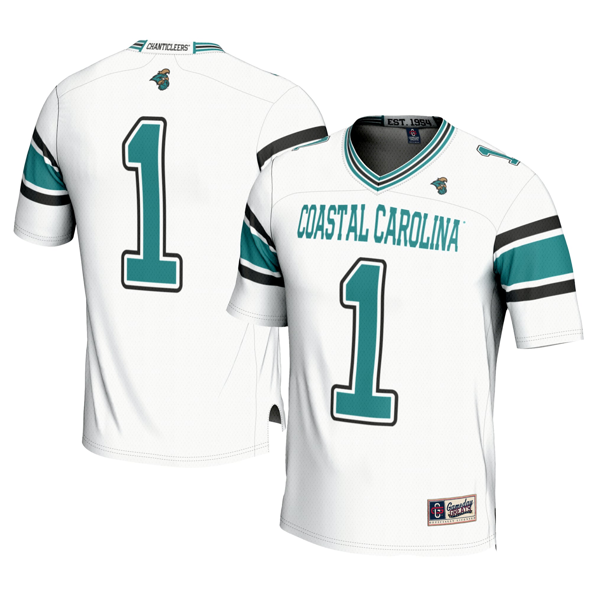 Men's #1 White Coastal Carolina Chanticleers Football Jersey