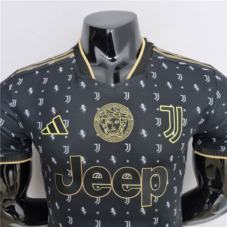 2223 Juventus Versace Black Soccer Jersey Football Shirt - Official