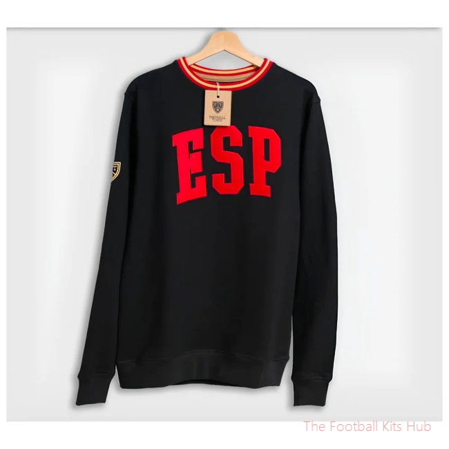 Men Spain Retro Football Sweatshirt (Black) UEFA Euro