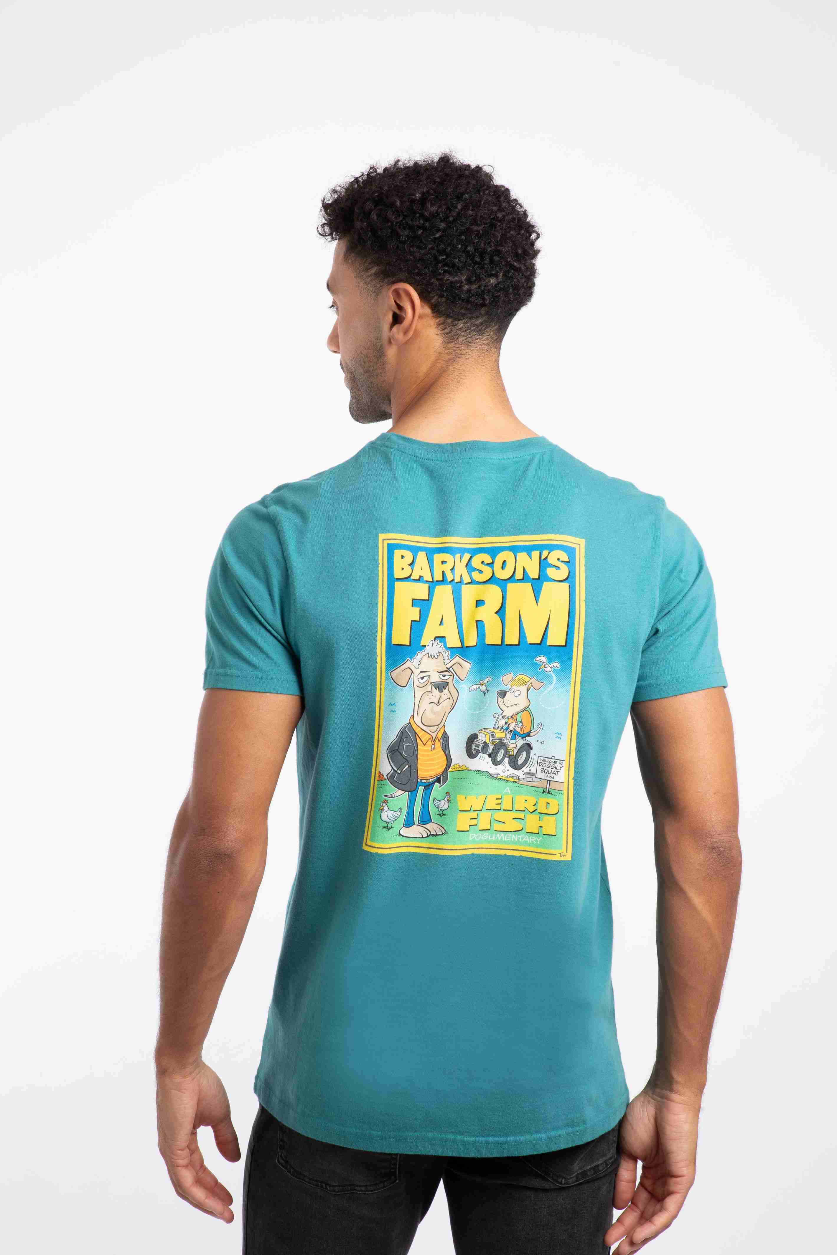 Barkson's Farm Back Print Artist T-Shirt Deep Teal