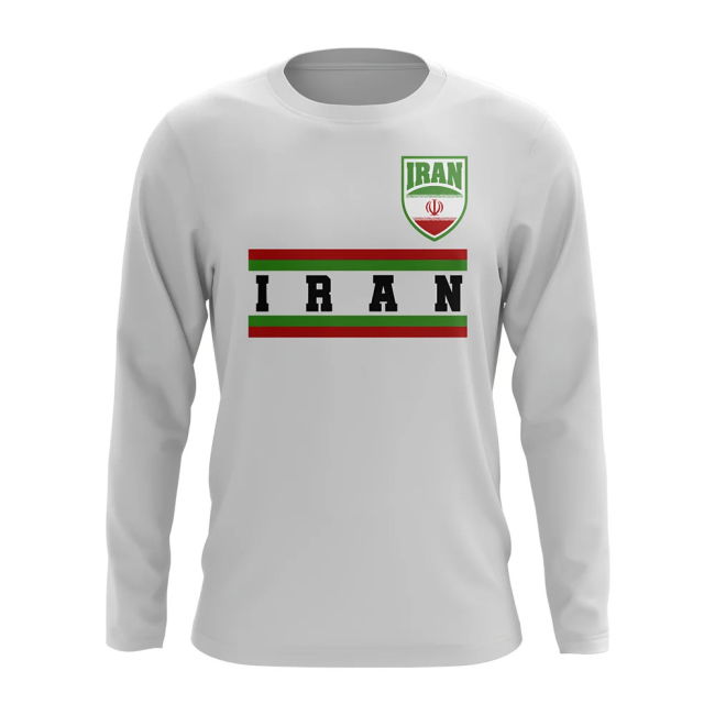 Pro-Grade Iran Core Football Country Long Sleeve T-Shirt (White)