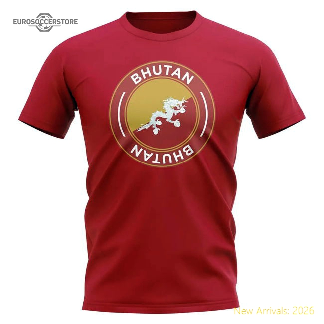 Bhutan Football Badge T-shirt (red) - Match Quality - Official Design