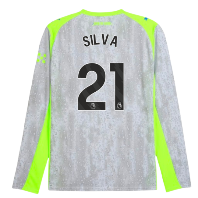 2025-2026 Man City Official Long Sleeve Third Shirt Silva 21